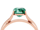 Rose gold Emerald Cut Green Sapphire Solitaire Twist Band Prong Setting Ring_52