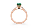Rose gold Emerald Cut Green Sapphire Solitaire with Side Baguettes and Channel Set Band_3