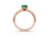 Rose gold Emerald Cut Green Sapphire Solitaire with Side Stones, Pave Band, Four-Prong Setting_39
