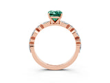 Rose gold Emerald Cut Green Sapphire Solitaire with Side Stones on a Pavé Band and Four-Prong Setting_3