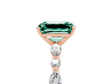 Rose gold Emerald Cut Green Sapphire Solitaire with Side Stones on a Pavé Band and Four-Prong Setting_5