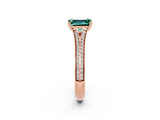 Rose gold Emerald Cut Green Sapphire Split Shank Engagement Ring with Pavé Band_2