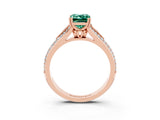 Rose gold Emerald Cut Green Sapphire Split Shank Engagement Ring with Pavé Band_3