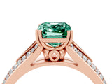 Rose gold Emerald Cut Green Sapphire Split Shank Engagement Ring with Pavé Band_4