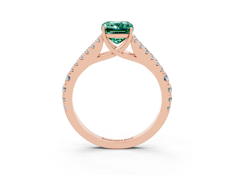 Rose gold Emerald Cut Green Sapphire Split Shank Pavé Engagement Ring with Four-Prong Setting_15