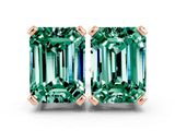 Rose gold Emerald Cut Green Sapphire Stud Earrings_18