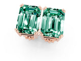 Rose gold Emerald Cut Green Sapphire Stud Earrings_19
