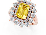 Rose gold Emerald Cut Halo Cluster Diamond Ring with Pave Band and Four-Prong Setting_13