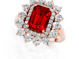 Rose gold Emerald Cut Halo Cluster Diamond Ring with Pave Band and Four-Prong Setting_13
