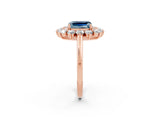 Rose gold Emerald Cut Halo Cluster Diamond Ring with Pave Band and Four-Prong Setting_14