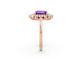 Rose gold Emerald Cut Halo Cluster Diamond Ring with Pave Band and Four-Prong Setting_14