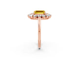 Rose gold Emerald Cut Halo Cluster Diamond Ring with Pave Band and Four-Prong Setting_14