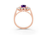 Rose gold Emerald Cut Halo Cluster Diamond Ring with Pave Band and Four-Prong Setting_15