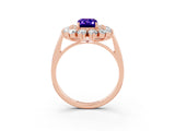 Rose gold Emerald Cut Halo Cluster Diamond Ring with Pave Band and Four-Prong Setting_15