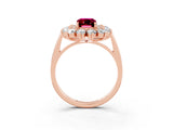 Rose gold Emerald Cut Halo Cluster Diamond Ring with Pave Band and Four-Prong Setting_15