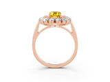 Rose gold Emerald Cut Halo Cluster Diamond Ring with Pave Band and Four-Prong Setting_15