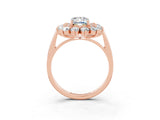 Rose gold Emerald Cut Halo Cluster Diamond Ring with Pave Band and Four-Prong Setting_15