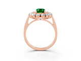 Rose gold Emerald Cut Halo Cluster Diamond Ring with Pave Band and Four-Prong Setting_15