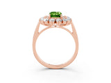 Rose gold Emerald Cut Halo Cluster Diamond Ring with Pave Band and Four-Prong Setting_15