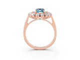 Rose gold Emerald Cut Halo Cluster Diamond Ring with Pave Band and Four-Prong Setting_15