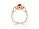 Rose gold Emerald Cut Halo Cluster Diamond Ring with Pave Band and Four-Prong Setting_15