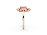 Rose gold Emerald Cut Halo Cluster Diamond Ring with Pave Band and Four-Prong Setting_17