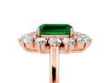 Rose gold Emerald Cut Halo Cluster Diamond Ring with Pave Band and Four-Prong Setting_17
