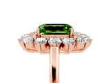 Rose gold Emerald Cut Halo Cluster Diamond Ring with Pave Band and Four-Prong Setting_17