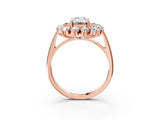Rose gold Emerald Cut Halo Cluster Diamond Ring with Pave Band and Four-Prong Setting_18