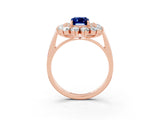 Rose gold Emerald Cut Halo Cluster Diamond Ring with Pave Band and Four-Prong Setting_27