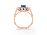 Rose gold Emerald Cut Halo Cluster Diamond Ring with Pave Band and Four-Prong Setting_27