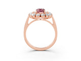 Rose gold Emerald Cut Halo Cluster Diamond Ring with Pave Band and Four-Prong Setting_27