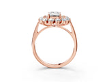 Rose gold Emerald Cut Halo Cluster Diamond Ring with Pave Band and Four-Prong Setting_6