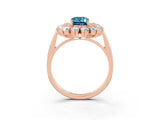 Rose gold Emerald Cut Halo Cluster Diamond Ring with Pave Band and Four-Prong Setting_9