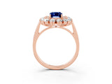 Rose gold Emerald Cut Halo Cluster Diamond Ring with Pave Band and Four-Prong Setting_9