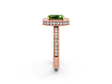 Rose gold Emerald Cut Halo Diamond Engagement Ring with Milgrain Pave Band and Four-Prong Setting_2