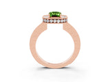 Rose gold Emerald Cut Halo Diamond Engagement Ring with Milgrain Pave Band and Four-Prong Setting_3