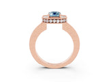 Rose gold Emerald Cut Halo Diamond Engagement Ring with Milgrain Pave Band and Four-Prong Setting_3