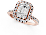 Rose gold Emerald Cut Halo Diamond Engagement Ring with Pave Band and Four-Prong Setting_21