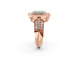 Rose gold Emerald Cut Halo Diamond Engagement Ring with Pave Split Shank and Four-Prong Setting_5