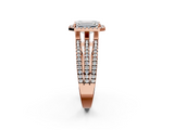Rose gold Emerald Cut Halo Diamond Engagement Ring with Split Shank and Four-Prong Setting_21