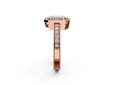 Rose gold Emerald Cut Halo Diamond Pave Band Ring with Four-Prong Setting_63