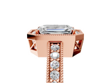 Rose gold Emerald Cut Halo Diamond Pave Band Ring with Four-Prong Setting_66