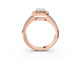 Rose gold Emerald Cut Halo Diamond Pave Band with Four-Prong Setting_56