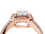 Rose gold Emerald Cut Halo Diamond Pave Band with Four-Prong Setting_57