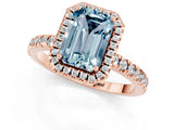 Rose gold Emerald Cut Halo Diamond Pave Band with Prong Setting_1