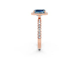 Rose gold Emerald Cut Halo Diamond Pave Band with Prong Setting_2