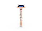 Rose gold Emerald Cut Halo Diamond Pave Band with Prong Setting_2