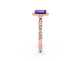 Rose gold Emerald Cut Halo Diamond Pave Band with Prong Setting_2