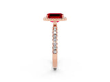 Rose gold Emerald Cut Halo Diamond Pave Band with Prong Setting_2